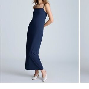 Kenneth Cole Navy Square-Neck Maxi Slip Dress